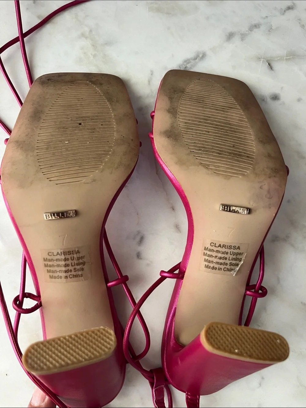Billini Fuchsia Lace-Up Square Toe Heels